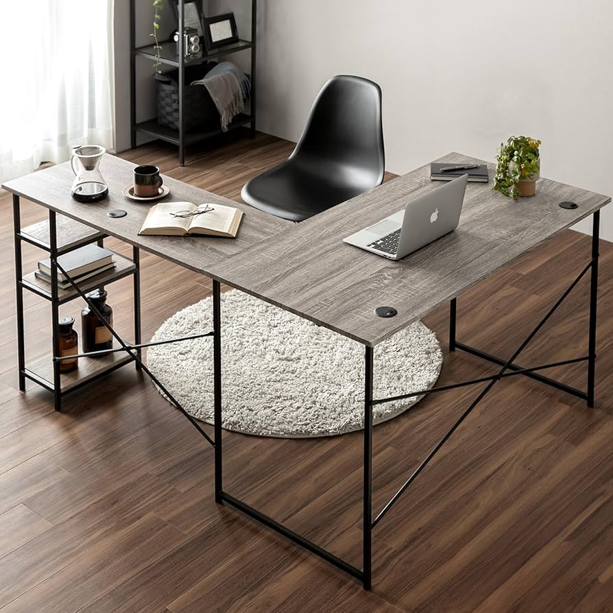 幅120cm 収納付きデスク ブラック 120cm幅タイプL字デスク merrily メラリーディスプレイ棚