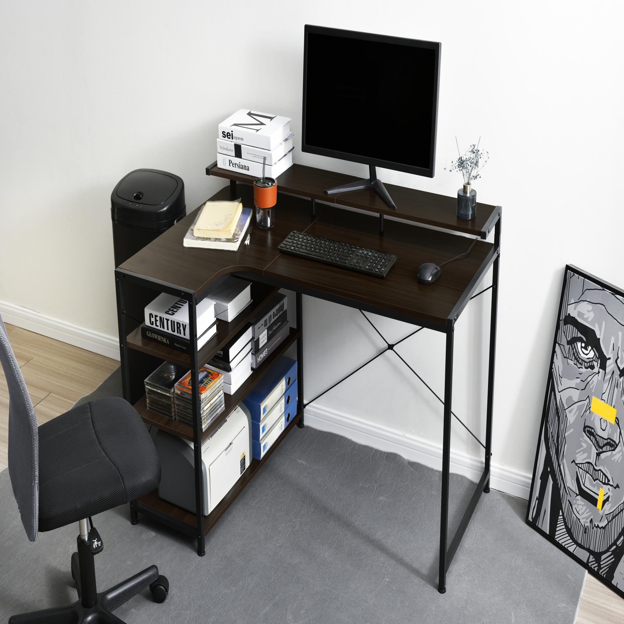 パソコンデスク テーブル 120cm幅タイプL字デスク merrily メラリーディスプレイ棚