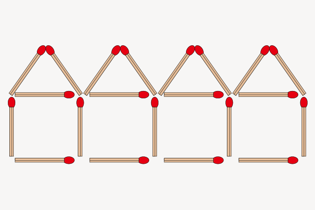 脳トレ マッチ棒2本を家の向きを左向きから右向きに変えるには？ マッチ棒図形パズルTRILL トリル