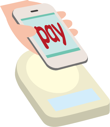 クレジットカードが挿入された電子決済の端末 ：イラスト無料