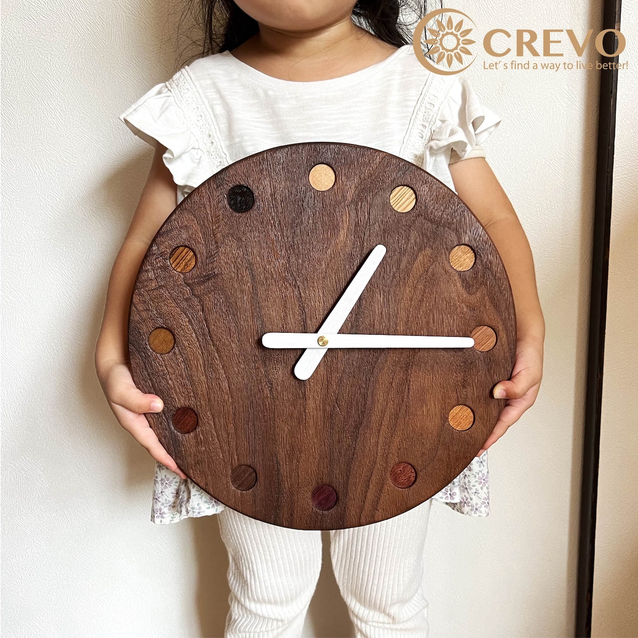 木製 直径300mm 一枚板 置き時計 掛け時計 O'clock-large ※在庫有りCREVO design studio