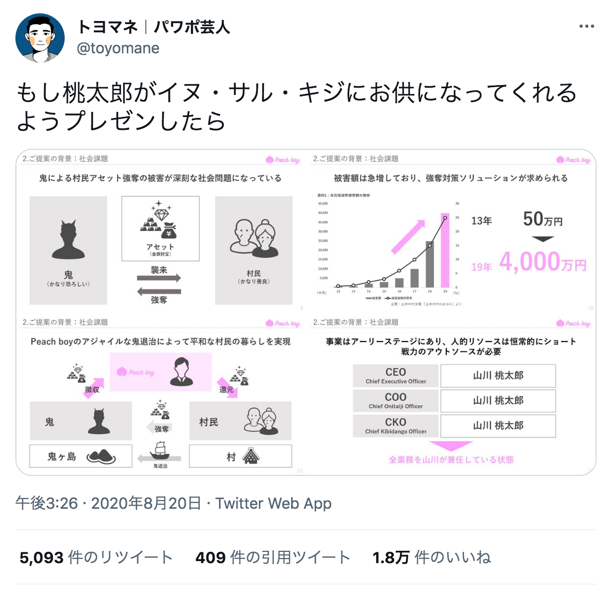 オリジナルの面白いデザインのPowerPoint パンケーキ のテンプレート・ビジネスか イラストボックス「プレミアム」テンプレート