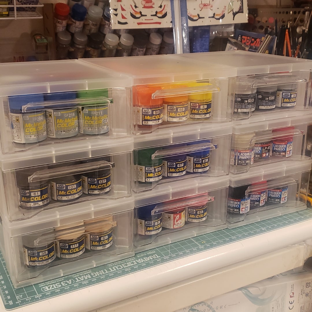 プラモデル用塗料の収納ラック 棚 を100均アイテムだけで再度自作しましたモデラー50
