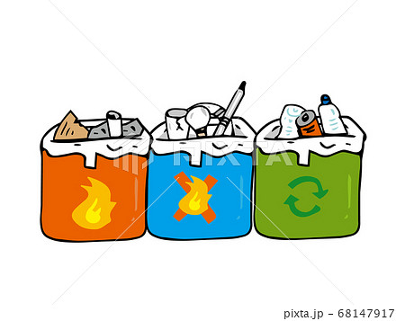 燃えるゴミと燃えないゴミのゴミ箱 正面 の Stock イラストAdobe Stock