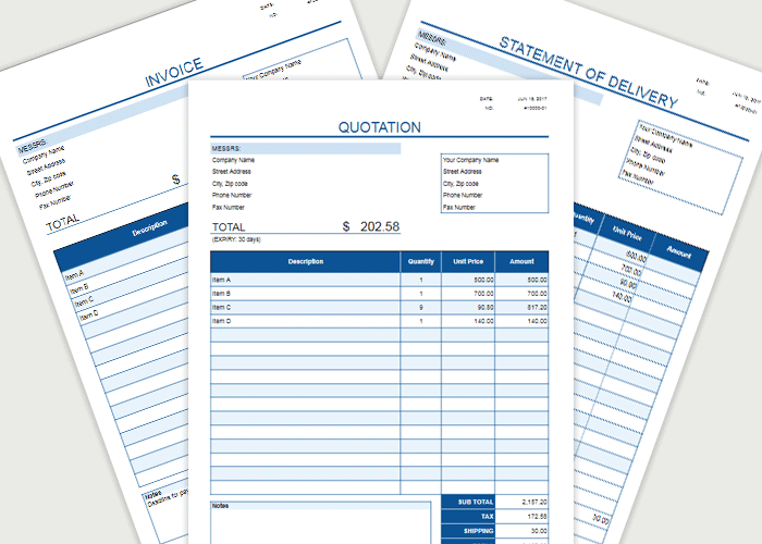 見積書・発注書・納品書と連動するEXCEL請求書テンプレートEXCEL請求書テンプレート
