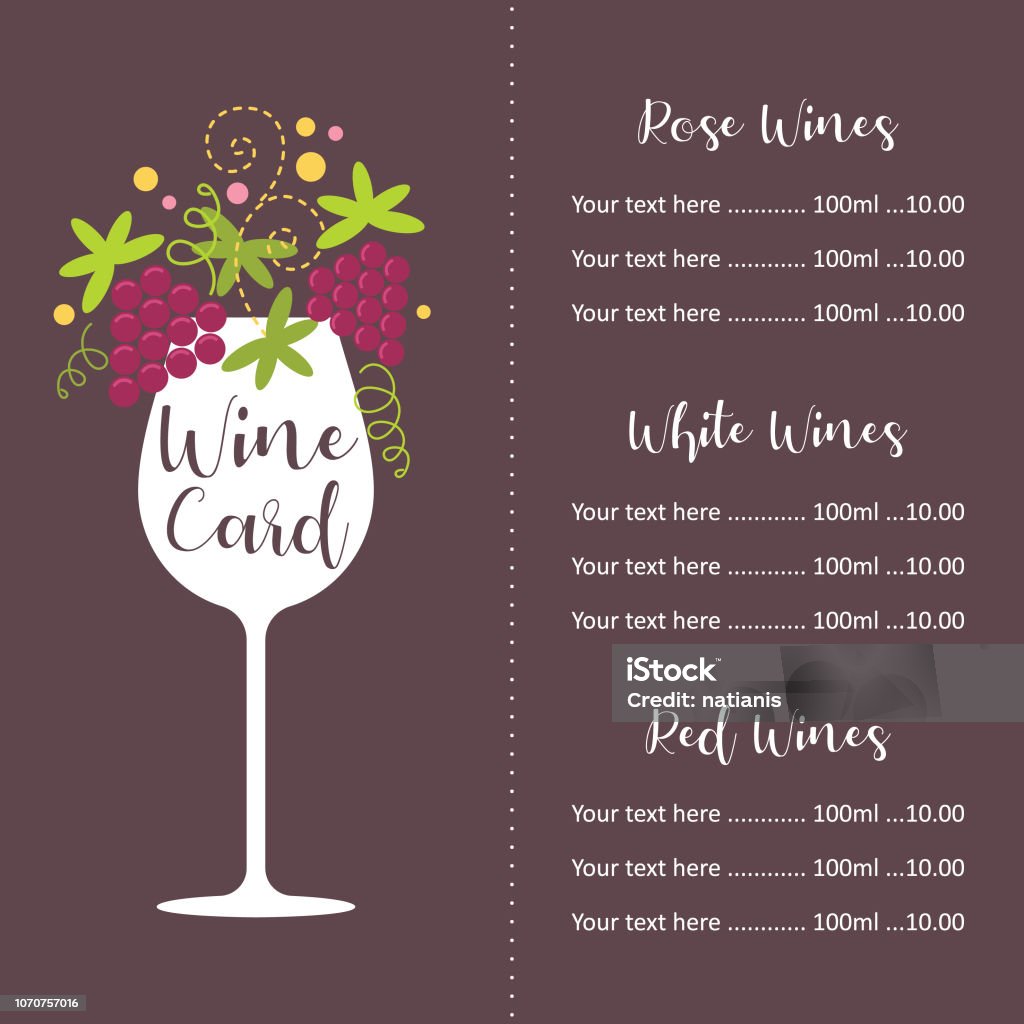 テンプレートメニュー。ワインリスト。ワインボトル、ガラス、栓抜き。ベクトルイラスト。Premiumベクトル素材
