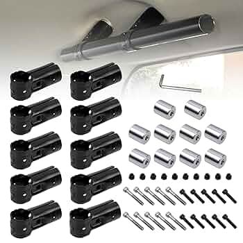 わくわくワーク イレクターパイプ アタッチメント ジョイント ブラックアルマイト６個セットφ28イレクターパイプ用の車 用ルーフキャリアバー用スペーシアパイプイレクターパイプアタッチメント。アルミ製アタッチメントで取り付け可能。アルミアタッチメントDIY