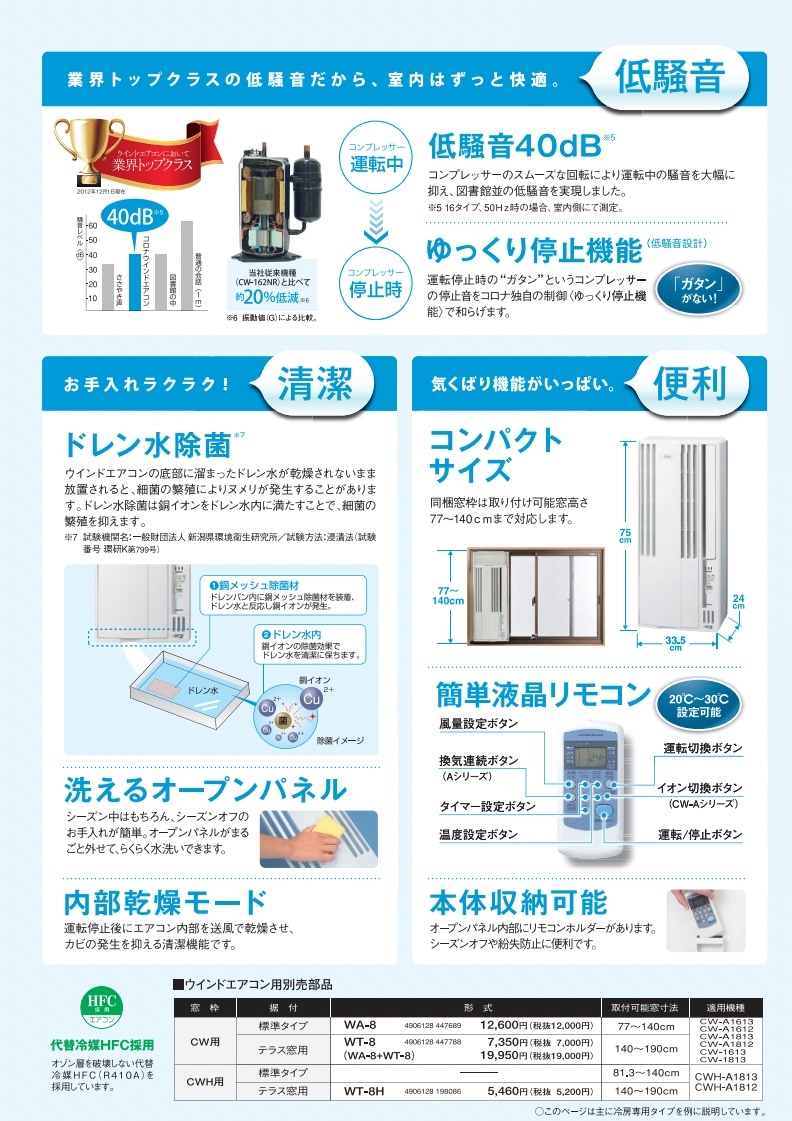 なんと1時間の電気代が数円！「超省エネ」コロナ 窓エアコン ウインドエアコン