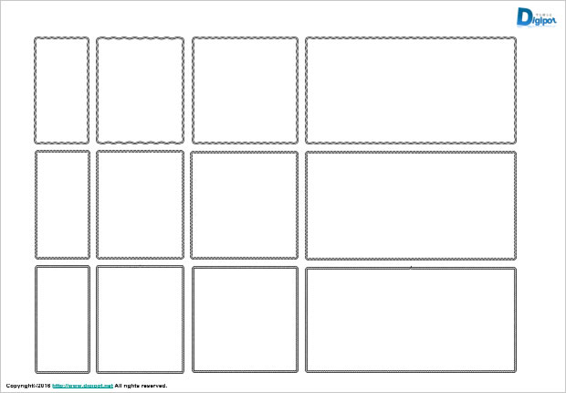 波型・雲形枠の図形 パワーポイント エクセル ワードフリー素材、無料素材のDigipot