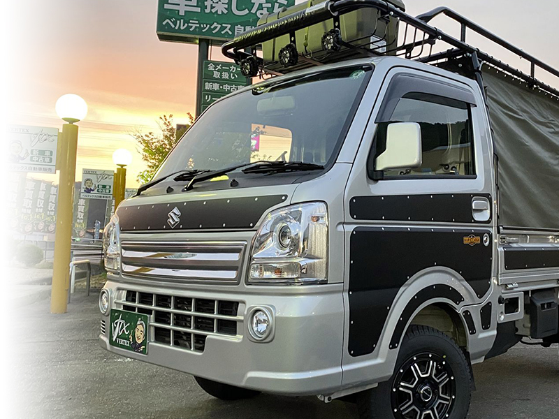 軽トラカスタム はじめました🛻 最近依頼が増えてきました✨コエダ自動車 の従業員も ハイゼットジャンボカスタム カスタムはお任せあれ！！インチアップはお任せあれ！！スーパーキャリーカスタムスーパーキャリーハイゼットジャンボ軽トラリフトアップ