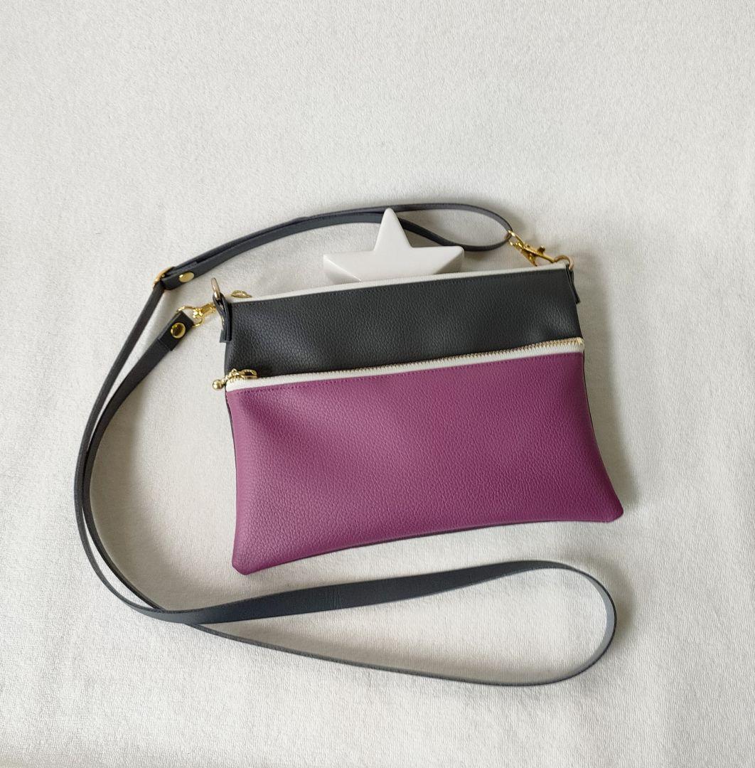 ハンドメイド ダブルファスナーサコッシュ 両面パネル 可愛い ねこちゃん バラ ハンドメイドかわいい女の子&ネコちゃん