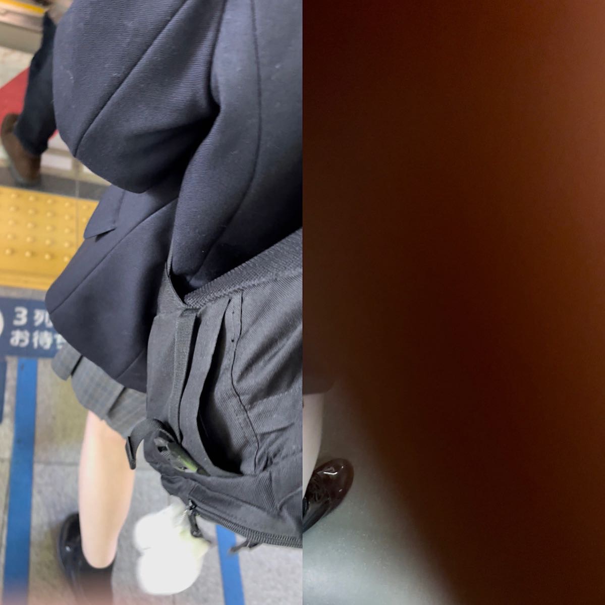 盗撮動画 満員電車内で恐らく下半身を弄られてるであろうツインテールＪＫの恥じらい風景♪ - 盗撮動画神