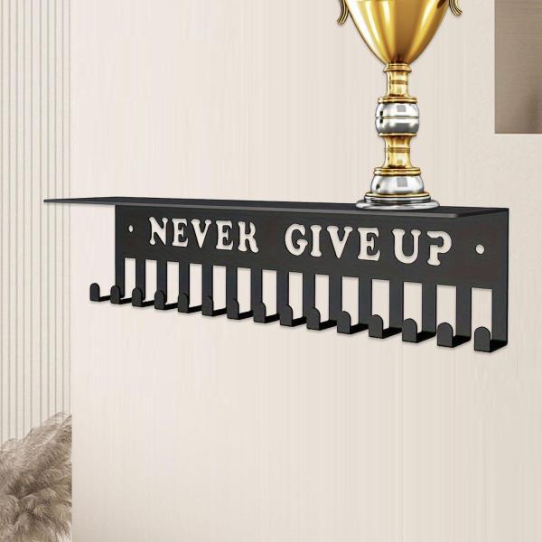 Amazon.co.jp: Lavievert 木製メダルハンガー&トロフィーシェルフ 壁掛けレースメダルディスプレイ 2段収納棚 メダルホルダートロフィーラック 吊り下げバー19個付き : スポーツ＆アウトドア