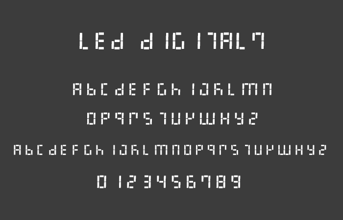 無料素材電子機器に使われるようなデジタル表記のフリーフォント