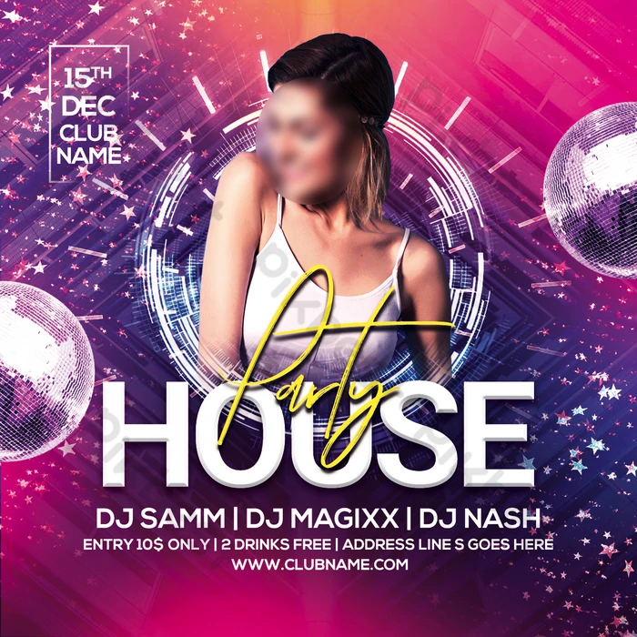 クラブハウスパーティーフライヤーPremium PSD