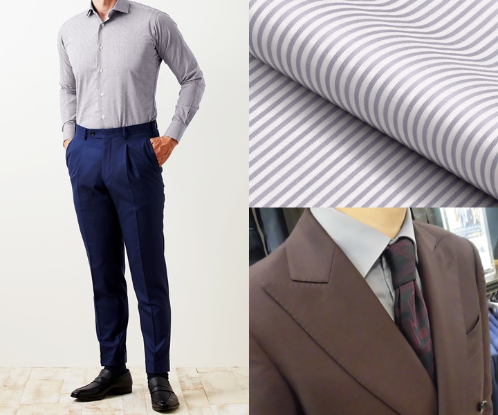 Amazon.co.jp: シャツスタイル shirt style ワイシャツ メンズ ストライプ ビジネス 長袖 襟高 W-036 S サイズ :ファッション