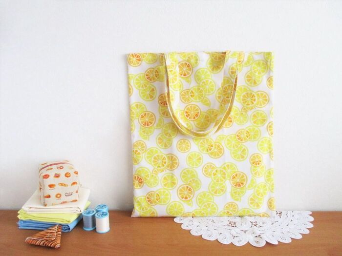 丈夫でコンパクト！布製エコバッグの作り方 無料型紙 : うろこのあれこれハンドメイド