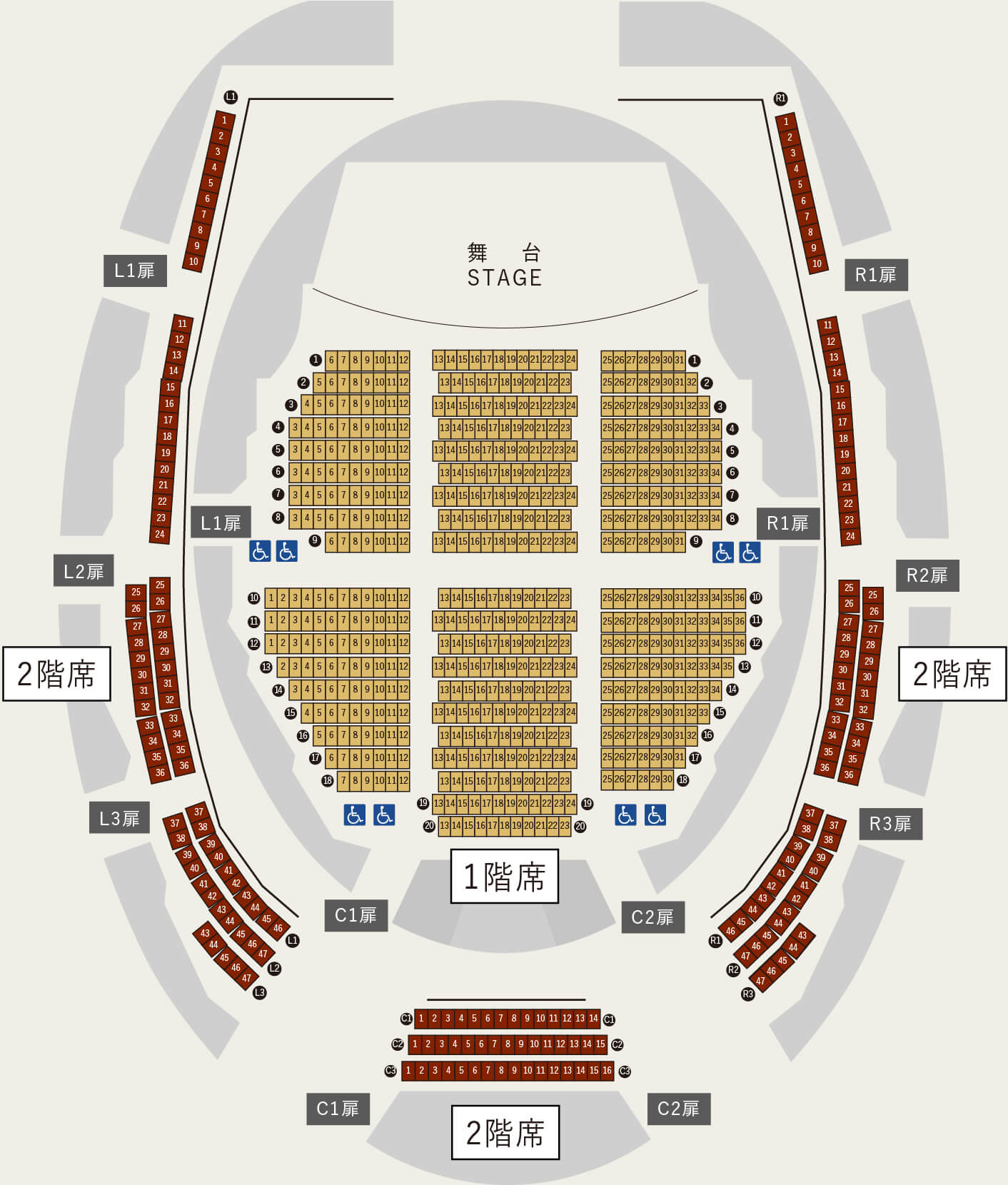 有楽町朝日ホール ホールの座席表772席