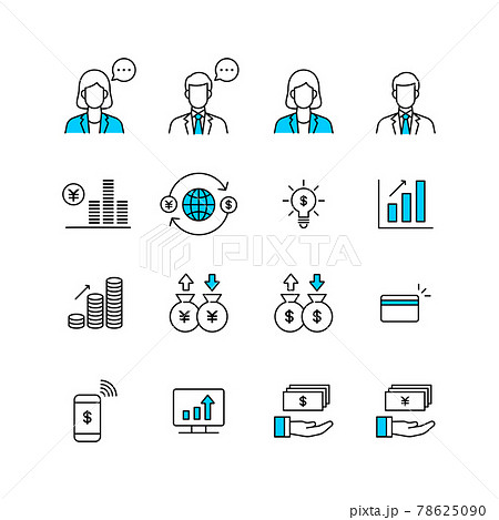 お金、金融、経済のアイコンのセット ビジネス 通貨 貨幣 紙幣 銀行 貯金 現金 クレジットカード Stock VectorAdobe Stock