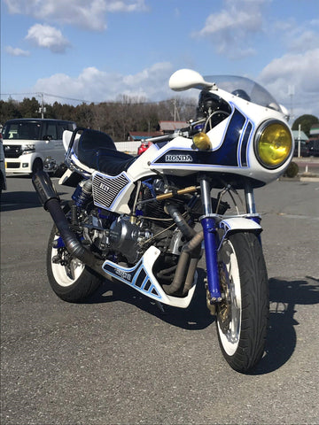 ホワイト ロケットカウル カフェレーサー CB350Four CB400Four CB750F レトロ ハーフカウル CB750Fロケットカウル②
