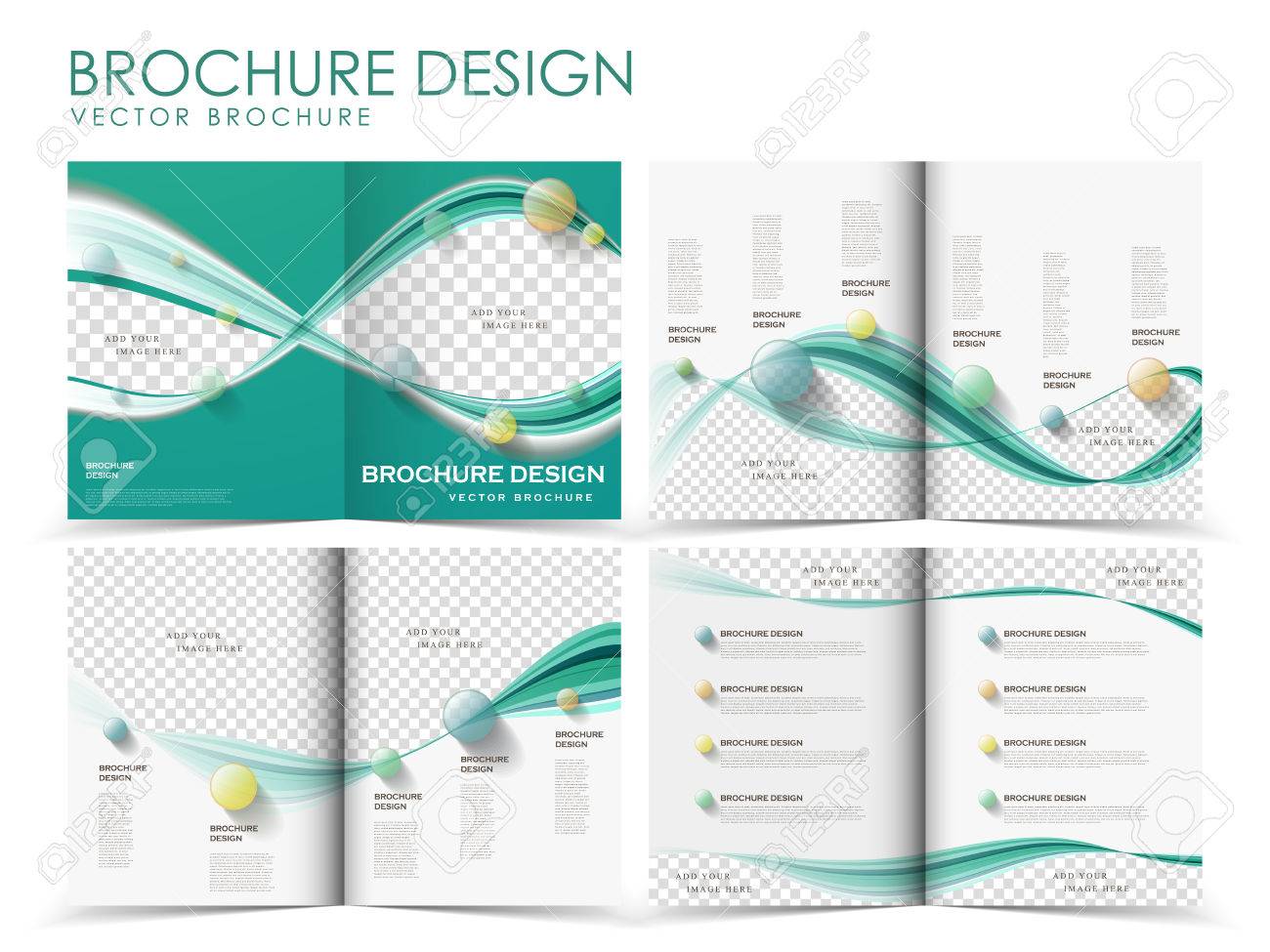 見開きページのパンフレットのデザイン テンプレートのイラスト素材・ベクター Image 12489656