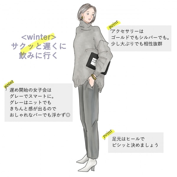 女子会コーデの三大ルール！ 春夏秋冬別のポイント イラスト付き1ページ目 「マイナビウーマン」