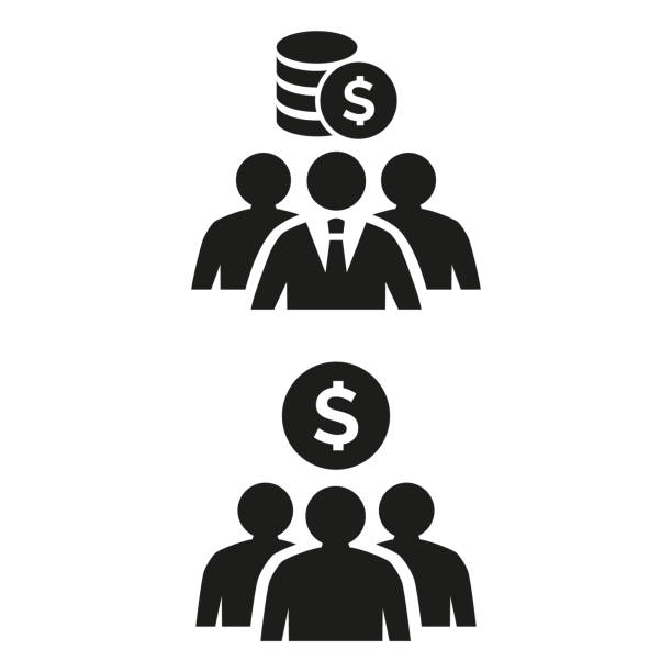 財務アイコンセット。モノクロのシンプルな金融アイコン コレクション。収入、財布、ローン、住宅ローン、クレジット、貯蓄計画、現金化、預金、分割払い、自己資金のアイコンのイラスト素材・ベクター Image194001878