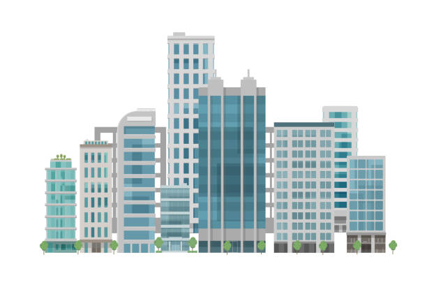 都市 街 ビル 建物 シティ オフィスビル ビジネス街 オフィス街 3D イラスト 背景 バック184960459- イメージマート