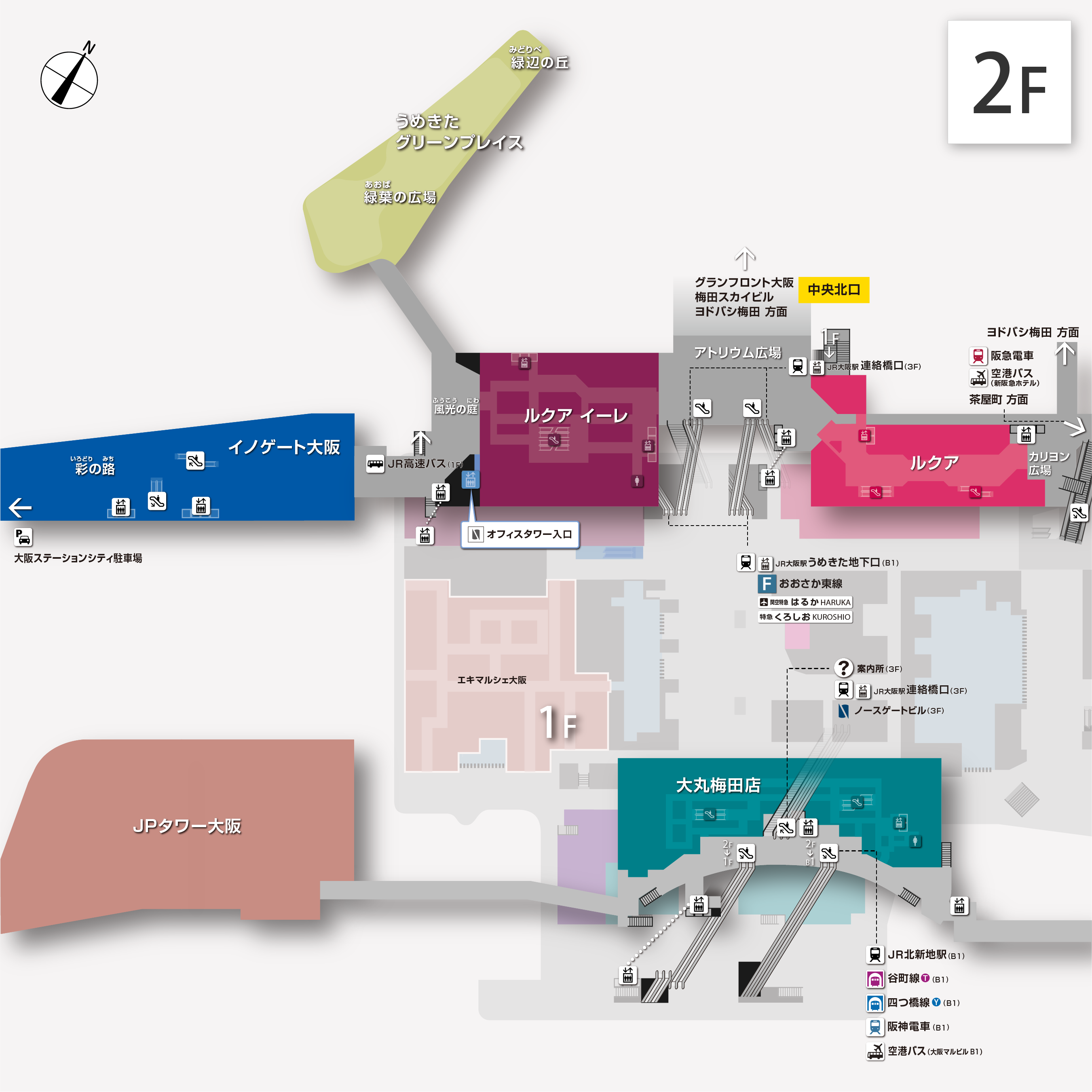 ノースゲートビルディング 風の広場の夜景大阪府大阪市北区-こよなく夜景を愛する人へ