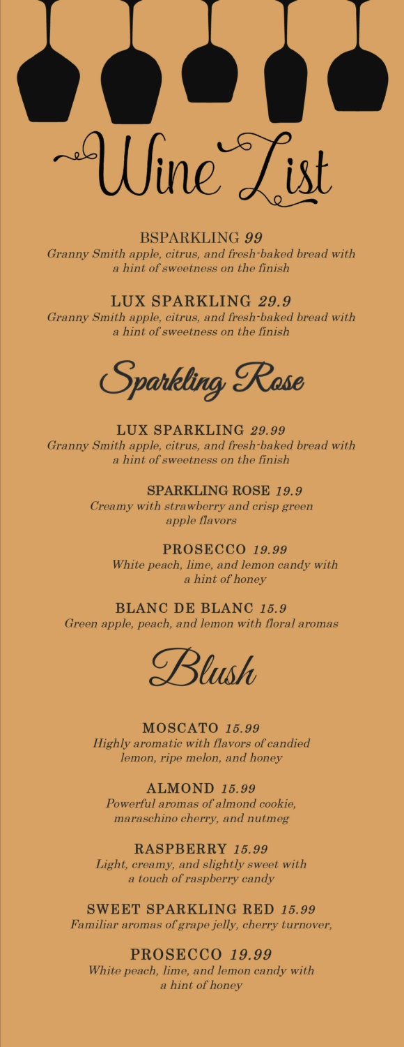 レストランまたはバーメニューのワインメニューテンプレートPremiumベクトル素材