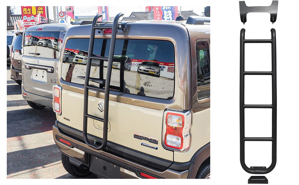 ハスラー MR52S MR92S リアラダー Jスタイル2 ルーフキャリア ルーフラック バックドア ハシゴ 梯子 はしご オフロード アゲ系カスタム パーツ 値下