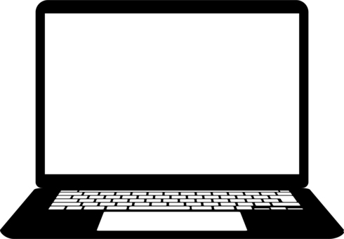ノートパソコンのシルエット03無料のAi・PNG白黒シルエットイラスト