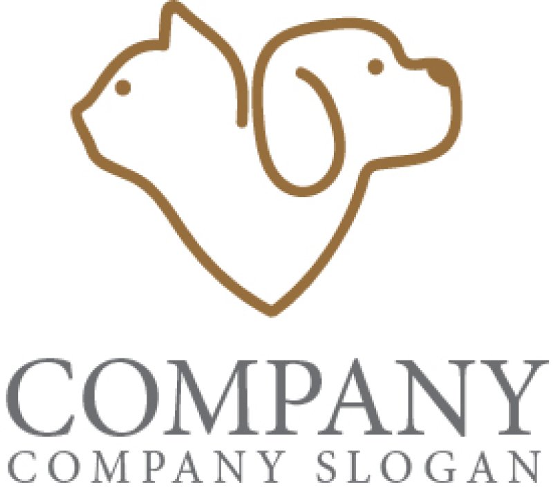 ロゴ販売サンプルです。猫・犬・ハート・動物病院・ロゴ・マークデザイン435をイメージしたロゴデザインです