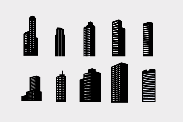 オフィス街の街並みの無料イラストイラストセンタ