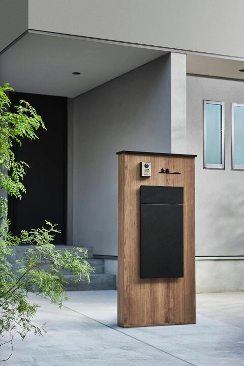 表札灯付宅配ボックス・ポスト付き機能門柱 ヴェスティLレガリオL FHM50-YF-R 木目カラー ※表札、インターホンは付属しません機能門柱,ヴェスティエントランス