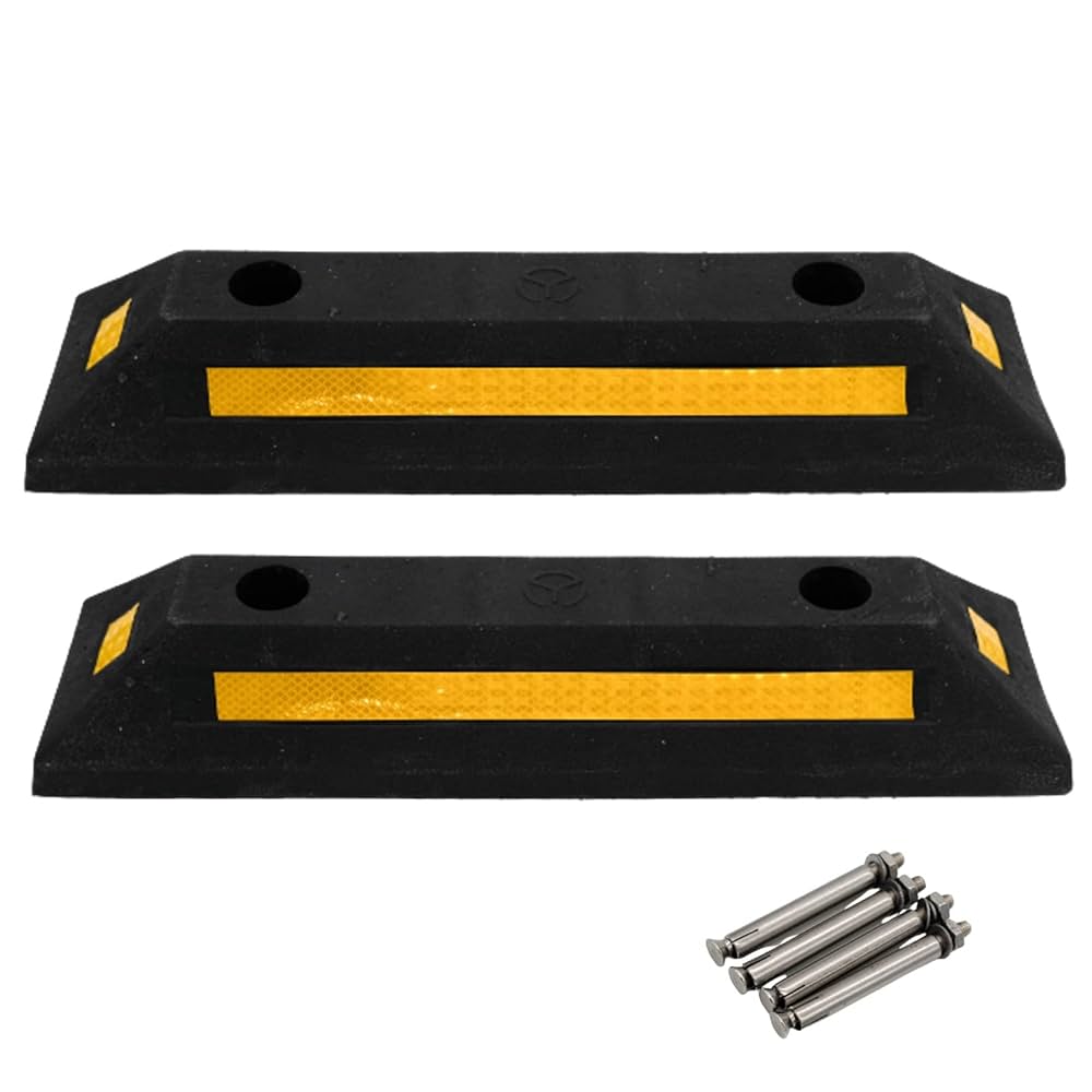 Sariny-駐車ブロック、車止め 置くだけ 車止めパーキングストップ80ｍｍ タイヤストッパー 2本セット 、耐候性 屋内と屋外用 駐車場用品車止め パ−キングブロックNSP-P アスファルト舗装用 グレー 2個セット NSP-PG サイコン工業 パーキングブロック 駐車場 CarStopper