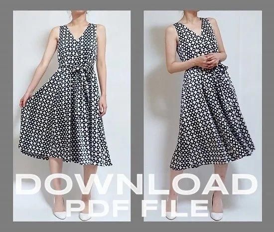 パターン・型紙 オープンネック ワンピース生地の通販ノムラテーラーオンラインショップ