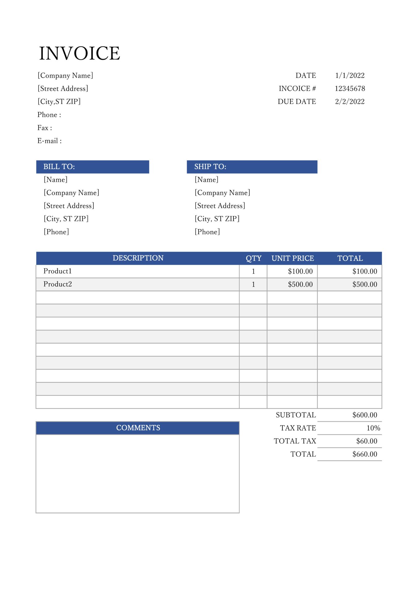 1ページに4枚印刷可能な英語のEXCEL領収書テンプレート - エクセル領収書テンプレート