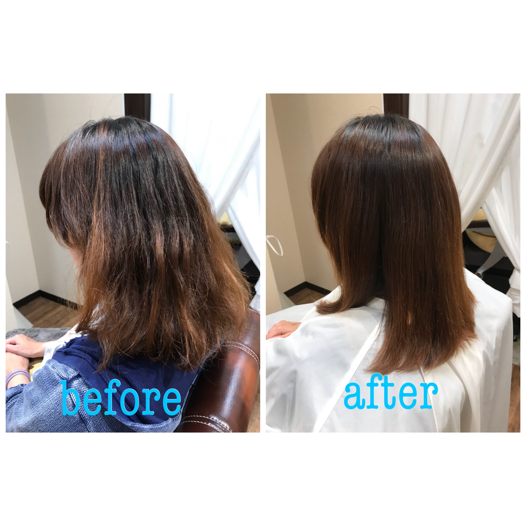 広がっていた髪が、おさまりの良い綺麗なボブスタイルになりました！上田市の髪質改善美容室Dears ディアーズ