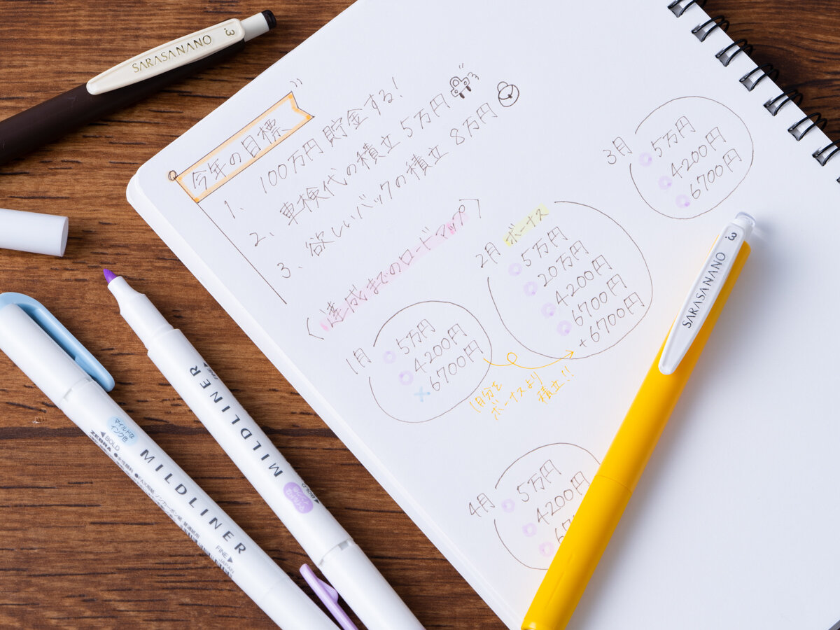 1000万円貯めている人の家計簿 『ルーズリーフにマーカーで色分け』『アプリ＋α』サンキュ