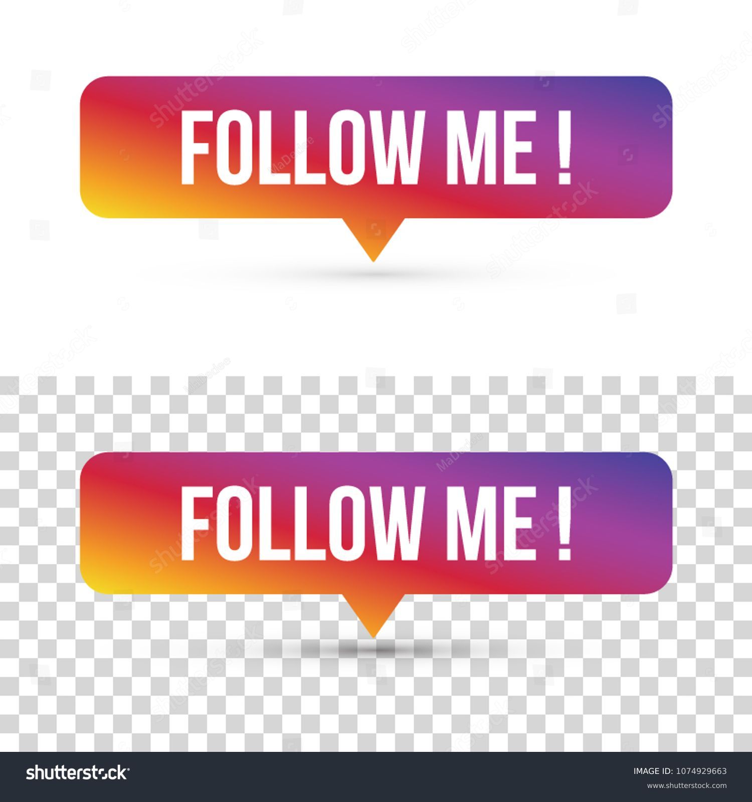 バナーアイコンInstagramフォローミーラベル3Dレンダリング分離Premium PSD