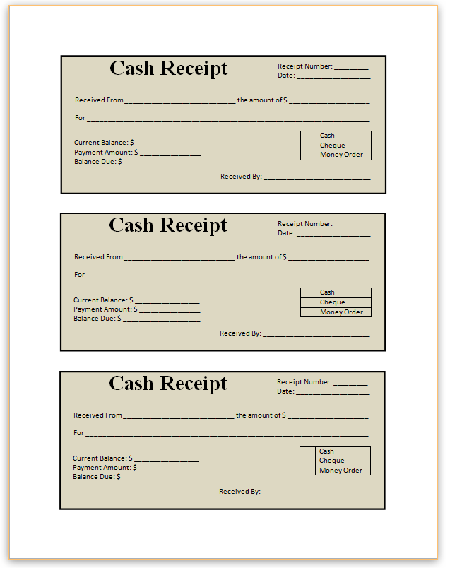 領収書管理台帳の書式テンプレート Word・ワードテンプレート・フリーBiz