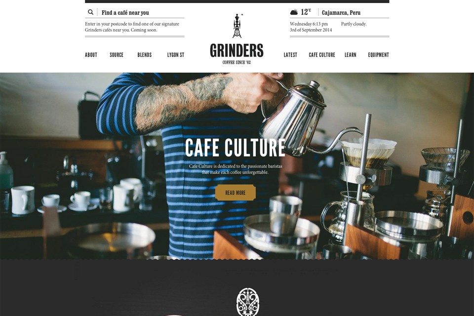 シンプルなテンプレートがぴったり。カフェのホームページグーペノート