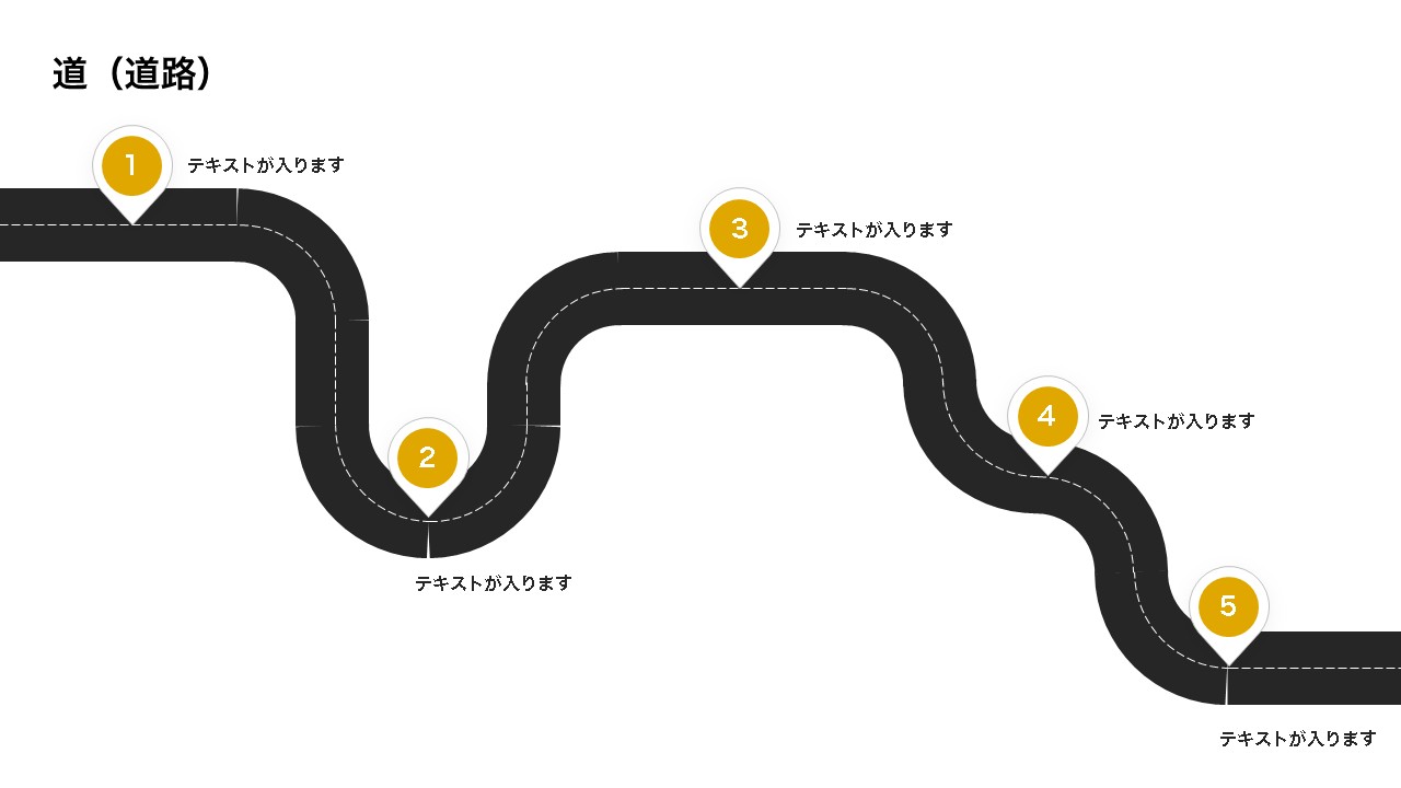 配布 ロープウェイのようなデザインがかわいいロードマップのテンプレ 項目数が多いver リサーチ GO! GO