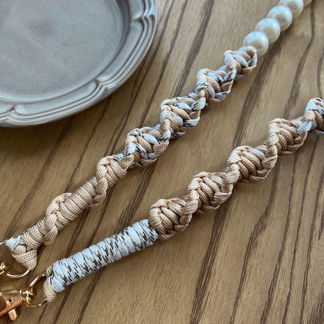 スマホショルダー パール パラコード ハンドメイド スマホショルダー📱作り方パラコード ハンドメイド 作り方動画スマホ