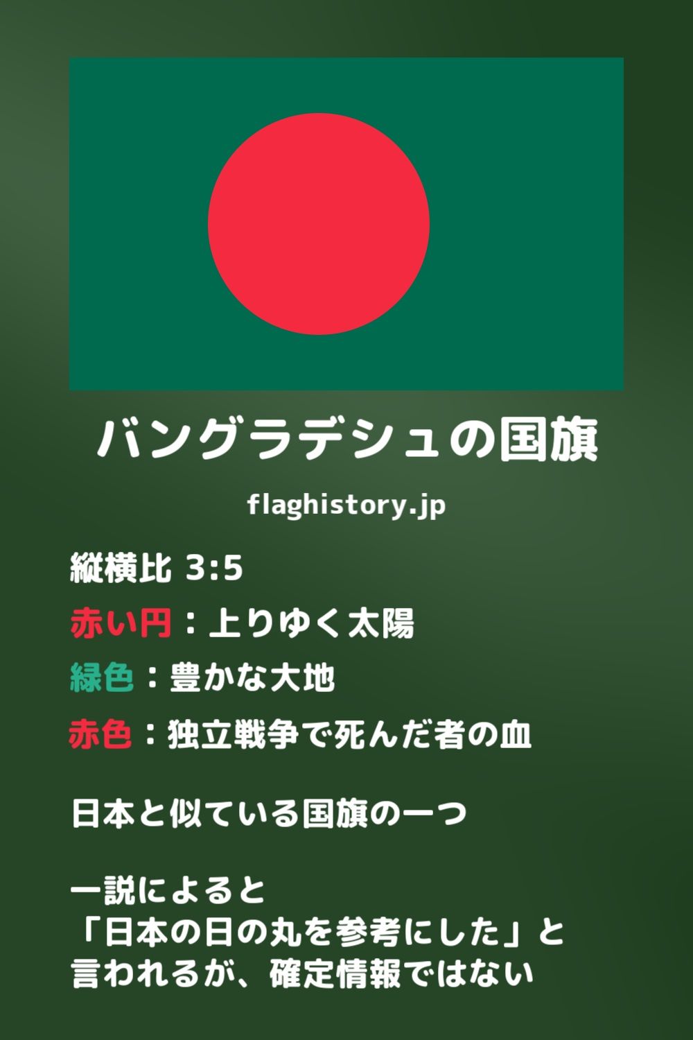 バングラデシュ国旗の由来・意味や特徴をイラスト解説
