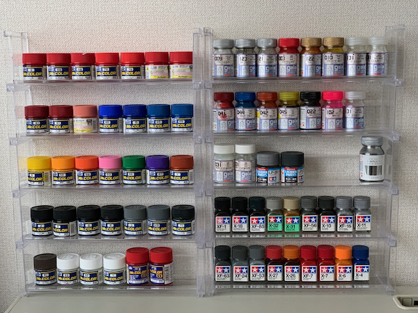 プラモデルの塗料ラック 棚 を100均の材料で自作してみたモデラー50