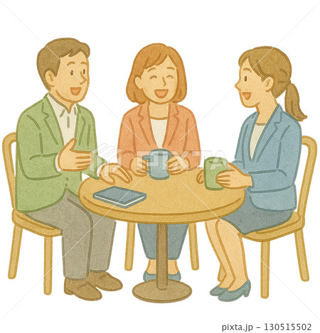 打ち合わせ ミーティング 会議 真上アングルのイラスト無料のフリー素材 イラストエイト