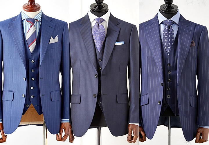 パーフェクトスーツファクトリー セットアップ スーツ ネイビー ストライプ 春夏