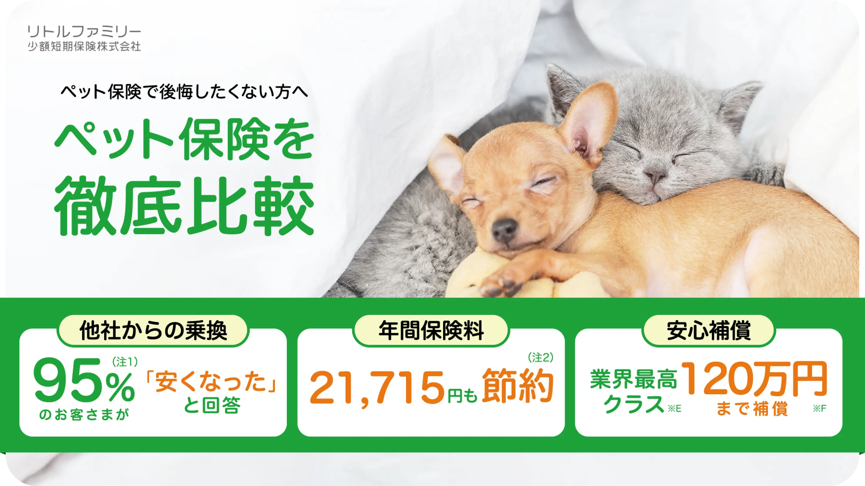 わんデイズ・にゃんデイズリトルファミリー少短保険の比較 保険比較・見直し・無料相談